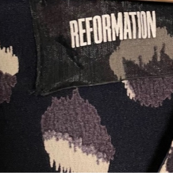 Reformation Calvin Long Sleeve Abstract Pattern Mini Dress in Wild Child Size 4 - Picture 14 of 14